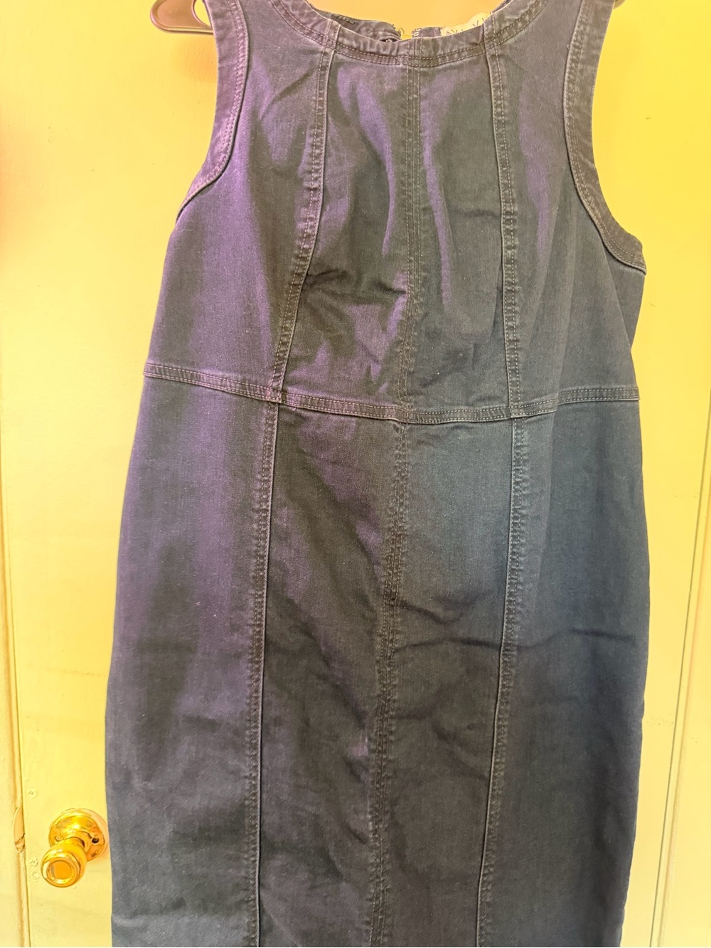 Sleeveless Dark Denim Sheath Dress - Navy Black